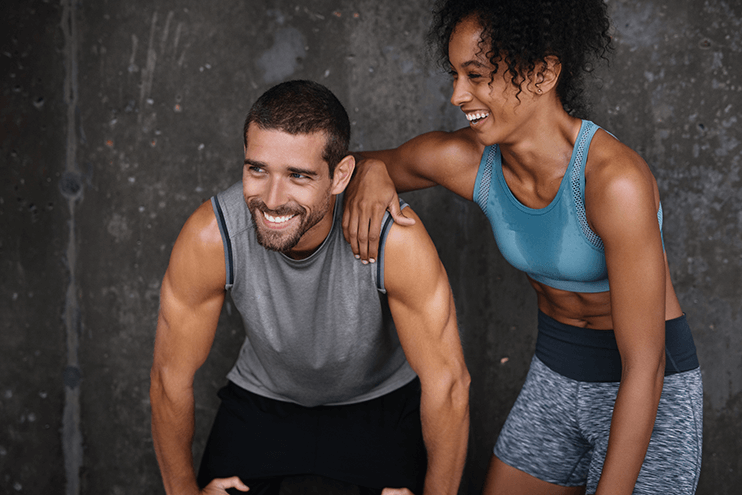 Fit couple with toned muscles thanks to accufit