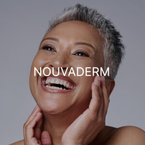 African American woman joyful with skin "NOUVADERM"