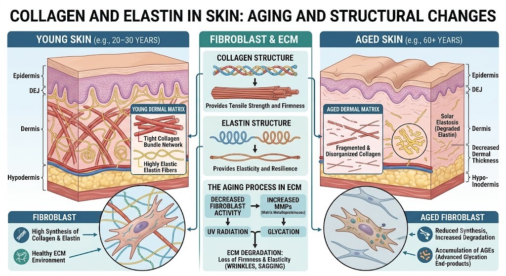 Collagen and Elastin in Skin: Aging and structural changes