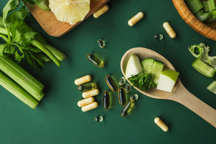 Vitamins and greens for collagen and elastin production